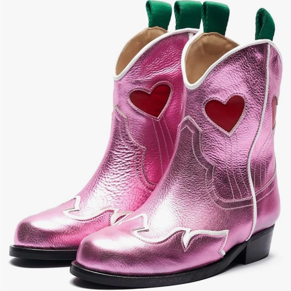 💕Metallic Pink Heart Cowboy Boots 🤠